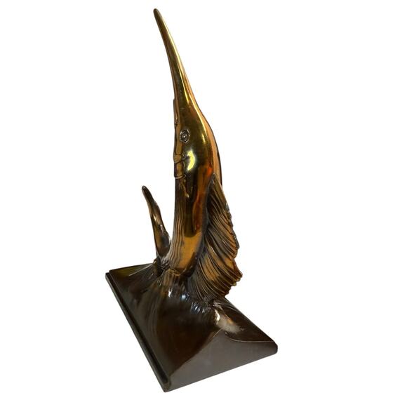 Vintage Bronze Swordfish Table Decor Bookend - Picture 3 of 7